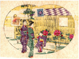 JAPON - Timbres Sur Papier De Soie Pelure - Geisha - Ancienne Gravure - Arte Asiatica