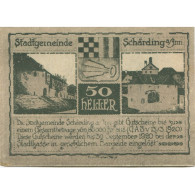 Billet, Autriche, Schärding, 50 Heller, Blason, 1920 SPL, Mehl:FS 951I - Austria