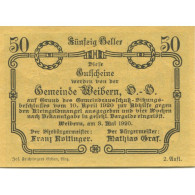 Billet, Autriche, Weibern, 50 Heller, Village 1920-04-10, SPL Mehl:FS 1146b - Austria