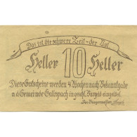 Billet, Autriche, Gallspach, 10 Heller, Monument, 1920, SPL, Mehl:FS 219b - Austria