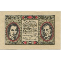 Billet, Autriche, Telfs, 75 Heller, Portrait 1921-01-31, SPL, Mehl:FS 1061a - Austria