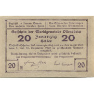 Billet, Autriche, Ottensheim, 20 Heller, Village 1920-12-31, SPL, Mehl:FS 717 - Oesterreich