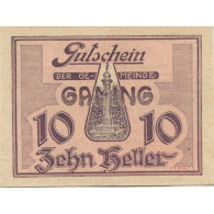 Billet, Autriche, Gaming, 10 Heller, Monument 1920-12-31, SPL, Mehl:FS 220a - Austria