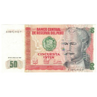 Billet, Pérou, 50 Intis, 1987, 1987-06-26, KM:130, NEUF - Perú