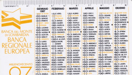 Calendarietto - Banca Del Monte Di Lombardia - Banca Regionale Europea - Anno 1997 - Petit Format : 1991-00
