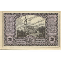 Billet, Autriche, Bergheim, 20 Heller, Eglise 1920-10-31, SPL Mehl:FS 82Ia - Austria