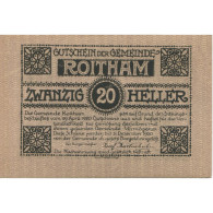 Billet, Autriche, Roitham, 20 Heller, Paysage 1920-12-31, SPL, Mehl:FS 843a - Austria