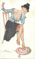 Themes Div-ref VV316-femmes-femme -illustrateurs-illustrateur Suz Meunier  -dessous Feminins -le Vin De Pomard - - Meunier, S.