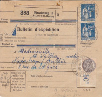 Bulletin D'expédition Obl. Strasbourg Le 8/9/34 Sur 1f50 Paix X 2 N° 288 + Fiscal (tarif Du 1/5/27) Pour Niederbronn - 1932-39 Peace