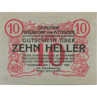 Billet, Autriche, Nussendorf, 10 Heller, Bateau 1920-11-30, SPL, Mehl:FS 677a - Austria