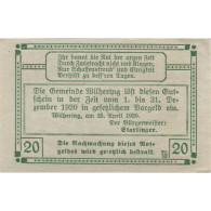 Billet, Autriche, Wilhering, 20 Heller, Eglise, 1920-12-31, SPL, Mehl:FS 1236 - Austria