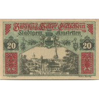 Billet, Autriche, Amstetten, 20 Heller, Eglise 1920-12-31, SPL, Mehl:FS 37II - Austria