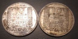 France - Lot De 2 Pièces De 10 Francs TURIN Argent 1930  - 1933 - 10 Francs