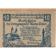 Billet, Autriche, Maria Taferl, 10 Heller, Château 1920-12-31, SPL Mehl:FS 588 - Austria