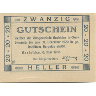 Billet, Autriche, Ansfelden, 20 Heller, Château 1920-12-31, SPL, Mehl:FS 45Ia - Austria