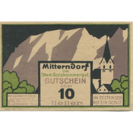 Billet, Autriche, Mitterndorf, 10 Heller, Montagne, 1921 SPL Mehl:FS 621Ia - Austria