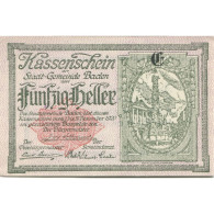 Billet, Autriche, Baden, 50 Heller, Monument, 1920, 1920-12-31, SPL, Mehl:FS 74a - Oesterreich