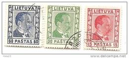 1936 LITHUANIA,Litauen Lituanie Litouwen  A Prominent Person President A. Smetona  - MI- 410;411;412 Used (0) - Lituanie