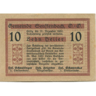 Billet, Autriche, Senftenbach, 10 Heller, Valeur Faciale 1920 SPL Mehl:FS 992a - Autriche