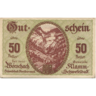 Billet, Autriche, Klamm, 50 Heller, Montagne, 1920, 1920-12-31, SPL, Mehl:FS 453 - Austria