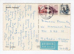 1973. YUGOSLAVIA,MONTENEGRO,BUDVA,AIRMAIL POSTCARD USED TO UNITED STATES OF AMERICA - Jugoslawien