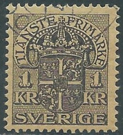 1910-14 SVEZIA USATO FRANCOBOLLI DI SERVIZIO STEMMA CON CORONA 1 K - RB18-3 - Dienstzegels