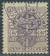 1911-19 SVEZIA USATO FRANCOBOLLI DI SERVIZIO STEMMA CON CORONA 35 ORE - RB18-5 - Servizio