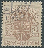 1911-19 SVEZIA USATO FRANCOBOLLI DI SERVIZIO STEMMA CON CORONA 3 ORE - RB18-3 - Dienstzegels