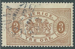 1874-96 SVEZIA USATO FRANCOBOLLI DI SERVIZIO 3 ORE D. 13 - RB24 - Dienstmarken