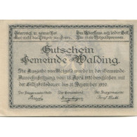 Billet, Autriche, Walding, 20 Heller, Eglise 1920-12-31, SPL, Mehl:FS 1132a - Austria