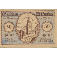 Billet, Autriche, St Leonhard, 50 Heller, Personnage, 1920 SPL Mehl:FS 902c - Autriche