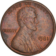 Monnaie, États-Unis, Lincoln Cent, Cent, 1981, U.S. Mint, Philadelphie, TTB - 1959-…: Lincoln, Memorial Reverse