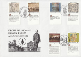 UNO NEW YORK  Trio-FDC 606-607, G 192-193, W 108-109, Menschenrechte, 1990 - FDC