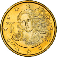 Italie, 10 Euro Cent, Birth Of Venus, 2007, SPL+, Or Nordique - Italy