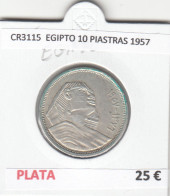 CR3115 MONEDA EGIPTO 10 PIASTRAS 1957 MBC PLATA - Altri – Africa