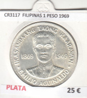 CR3117 MONEDA FILIPINAS 1 PESO 1969 MBC PLATA - Sonstige – Asien