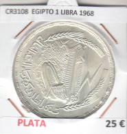 CR3108 MONEDA EGIPTO 1 LIBRA 1968 MBC PLATA  - Otros – Africa