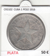 CR3102 MONEDA CUBA 1 PESO 1916 MBC PLATA - Sonstige – Amerika