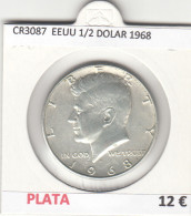 CR3087 MONEDA ESTADOS UNIDOS 1/2 DOLAR 1968 BC PLATA - Altri – America