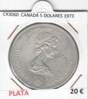 CR3060 MONEDA CANADÁ 5 DOLARES 1973 BC PLATA - Otros – América