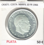 CR3071 MONEDA COSTA DE MARFIL 10 FRANCOS 1966 BC PLATA - Altri – Africa