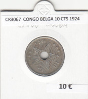 CR3067 MONEDA CONGO BELGA 10 CENTIMOS 1924 BC - Sonstige – Afrika