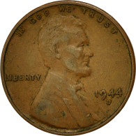 Monnaie, États-Unis, Lincoln Cent, Cent, 1944, U.S. Mint, Denver, TTB, Laiton - 1909-1958: Lincoln, Wheat Ears Reverse