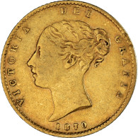 Monnaie, Grande-Bretagne, Victoria, 1/2 Sovereign, 1870, Londres, TTB, Or - 1/2 Sovereign