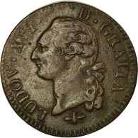 Monnaie, France, Louis XVI, Sol à L'Ecu, 1791, Lyon, TTB, Cuivre, Gadoury:350 - 1715-1774 Lodewijk XV
