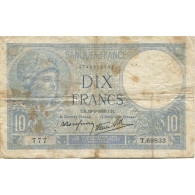 France, 10 Francs, Minerve, 1939, 1939-05-19, TB, Fayette:07.03, KM:84 - 10 F 1916-1942 ''Minerve''