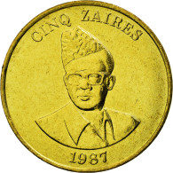 Monnaie, Zaïre, 5 Zaïres, 1987, TTB, Laiton, KM:14 - Zaire (1971 -97)