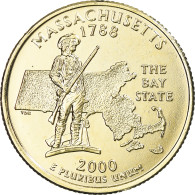 Monnaie, États-Unis, Massachusetts, Quarter, 2000, U.S. Mint, Denver, Golden - 1999-2009: State Quarters