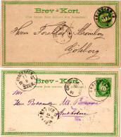 Norwegen 1881, 6 öre Ganzsache Type I+II, Je V. Christiania N. Schweden - Covers & Documents