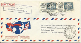  Mexiko 1952, 2x40 C. Auf KLM Erstflug Brief Mexico - Amsterdam NL - Mexique